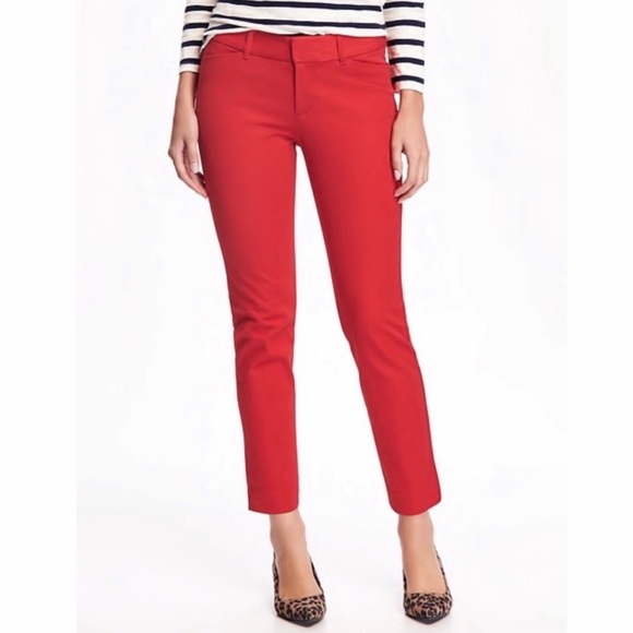 Old Navy Pants - Old Navy Mid Rise Pixie Ankle Pants Robbie Red